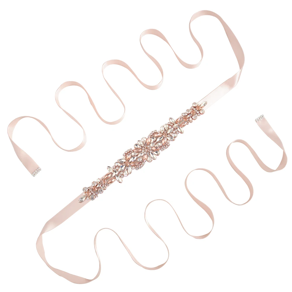 baby pink TRiXY S423 блестящие стразы из розового золота с бриллиантами, свадебные пояса с кристаллами, свадебные пояса с поясом, аксессуары для платьев подружек невесты - Цвет: baby pink