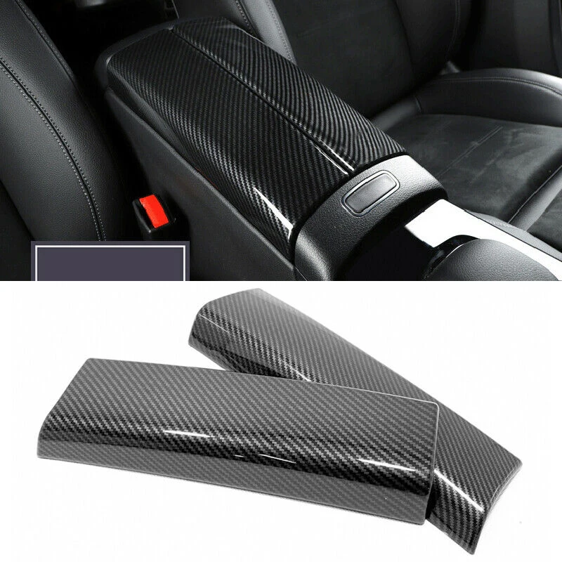 

2Pcs Storage Box Panel Cover Carbon Fiber Internal Armrest Box Cover Trim for Mercedes Benz a Class W177 2019