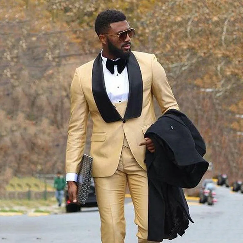 Мужской костюм цвета шампанского 3 предмета официальный 2020 мужские смокинги для