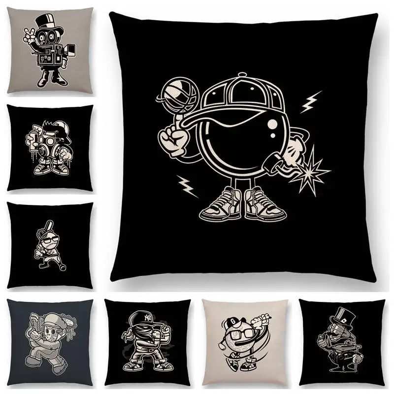 Черный и белый супер мультфильм панк страсть игра машина уличное граффити