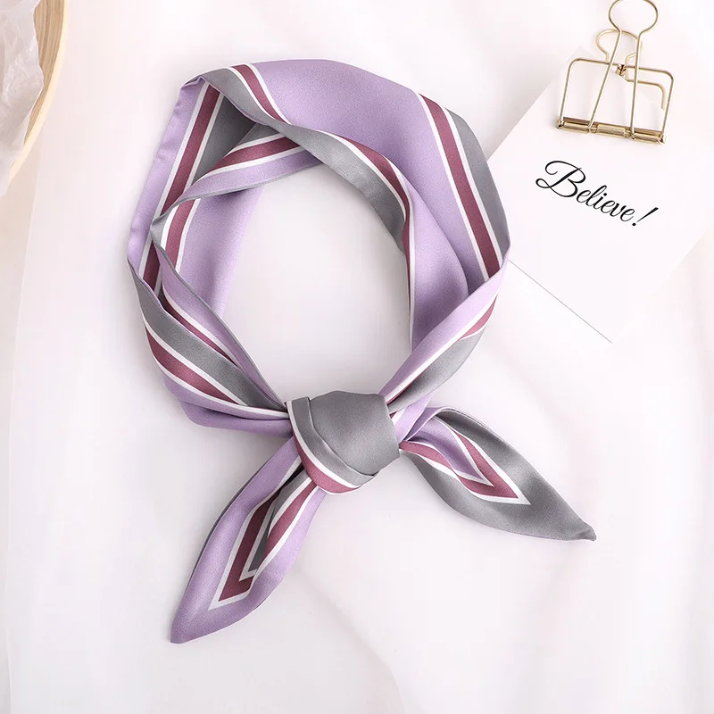 

2020 HOT SALE CONTRAST Print Women long Silk Scarf Small Handle Bag Ribbons Female Head Scarves Elegant Foulard 90*10cm