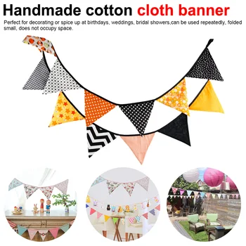 

3.2m Bunting Cotton Pennant Handmade Cotton Cloth Banner Pennant Garland Triangle String Flag Wedding Party Decoration
