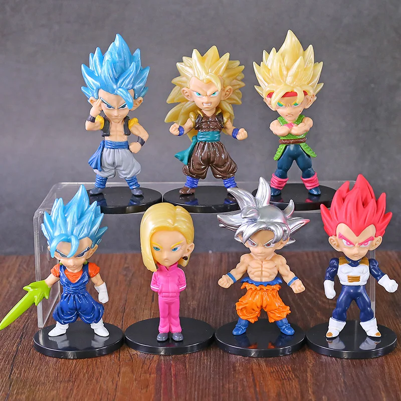 7 шт./компл. Dragon Ball Z фигурка Супер Saiyan Son Goku Vegetto gogeta лопуха ПВХ фигурка Коллекционная модель игрушки