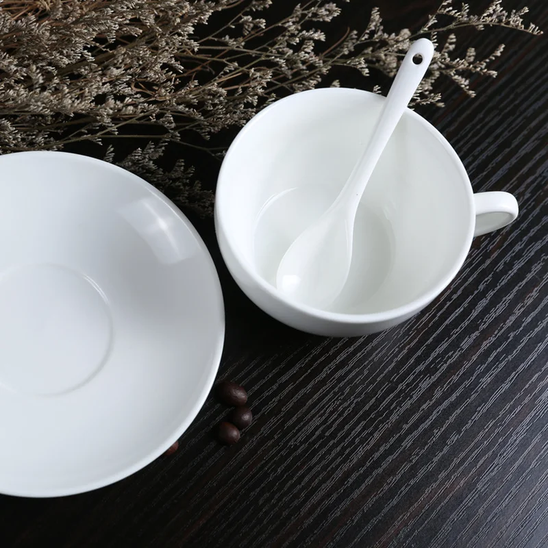 Европейский Кофе чашка и набор блюдец для дома кафе чистый белый Керамика кружка