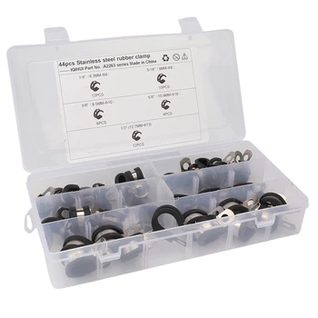 

Cable Clamps Assortment Kit 44 Pcs Stainless Steel Rubber Cushion Pipe Clamps Assorted in 5 Size 1/4 inch,3/8 inch ,1/2 inch,5/8