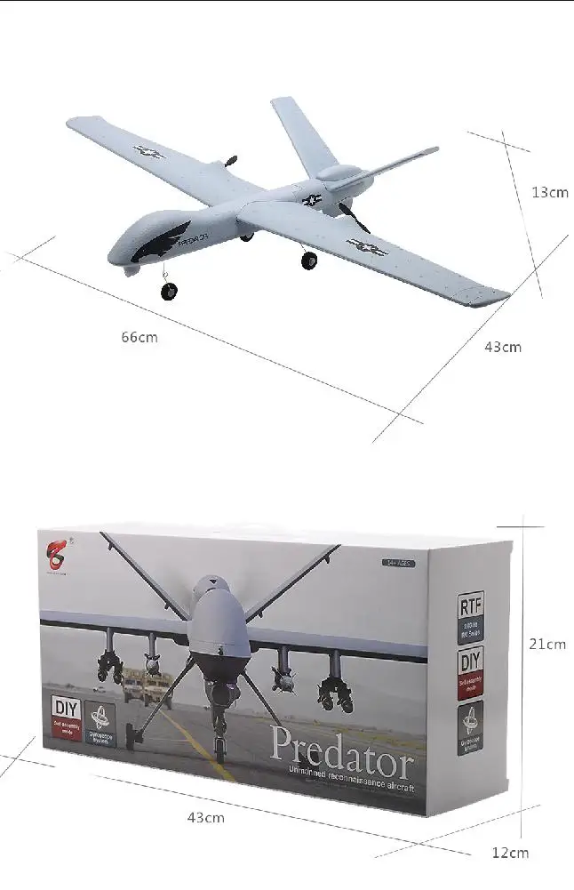 Flying Model Gliders RC Plane 2.4G 2CH Predator Z51 Remote Control RC Airplane Wingspan Foam Hand Throwing Glider Toy Planes