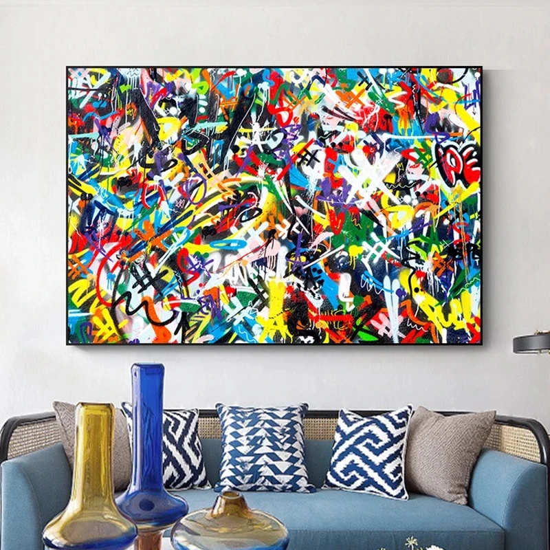 Современная Абстрактная уличная живопись на холсте красочный постер печать