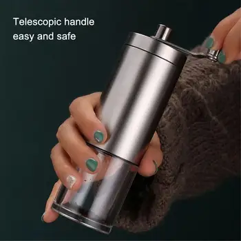 

Manual Coffee Grinder Adjustable Stainless Steel Whole Bean Burr With Telescopic Handle For Drip Coffee Espresso French Coffee
