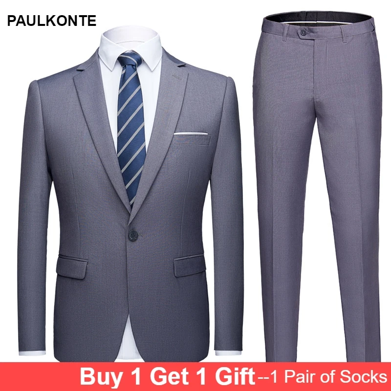 PAULKONTE Men's Wedding Suits High Quality Business Casual Fashion Dresses Hosting Banquet Groomsmen's Classic Men's Suit