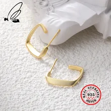 925 пробы Серебряные Серьги геометрический дизайн золотые серьги-гвоздики Kolczyki минималистичные ювелирные изделия