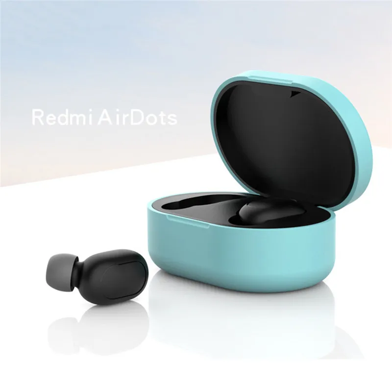 Мятного цвета Для Xiaomi Redmi Airdots защитный чехол для наушников Новое поступление силиконовые TWS Bluetooth наушники модная версия беспроводной - Цвет: Мятного цвета