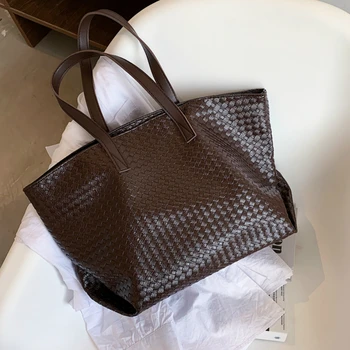 

Woven Retro Large-Capacity Bag Women's Bag 2020 New Style Fashion All-Match Simple Shoulder Bag Tote Bag