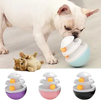 

1PC Pet Cat Dog Funny Tumbler Slow Feeder Leaking Food Track Balls Interactive Toy 4 Colors For Entertainment Pets Accessories