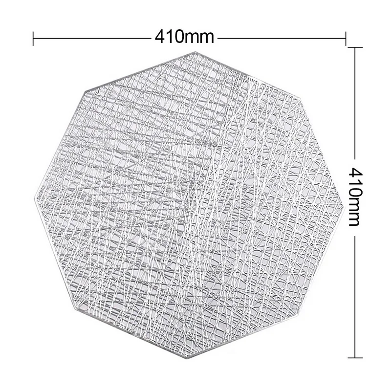 Octagonal sliver IVYSHION Восьмиугольные полые жар-изоляционный коврик ПВХ коврик для обеденного стола Водонепроницаемый Нескользящие кофейный коврик украшения дома - Цвет: Octagonal sliver