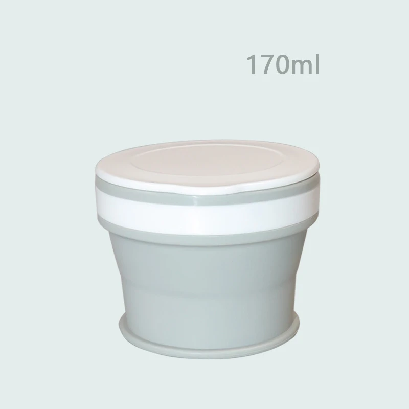 170ml Gray 170/270/350 мл хранение, силикон портативная силиконовая телескопическая Питьевая Складная кофейная чашка Складная силиканая чашка с крышками путешествия - Цвет: 170ml Gray