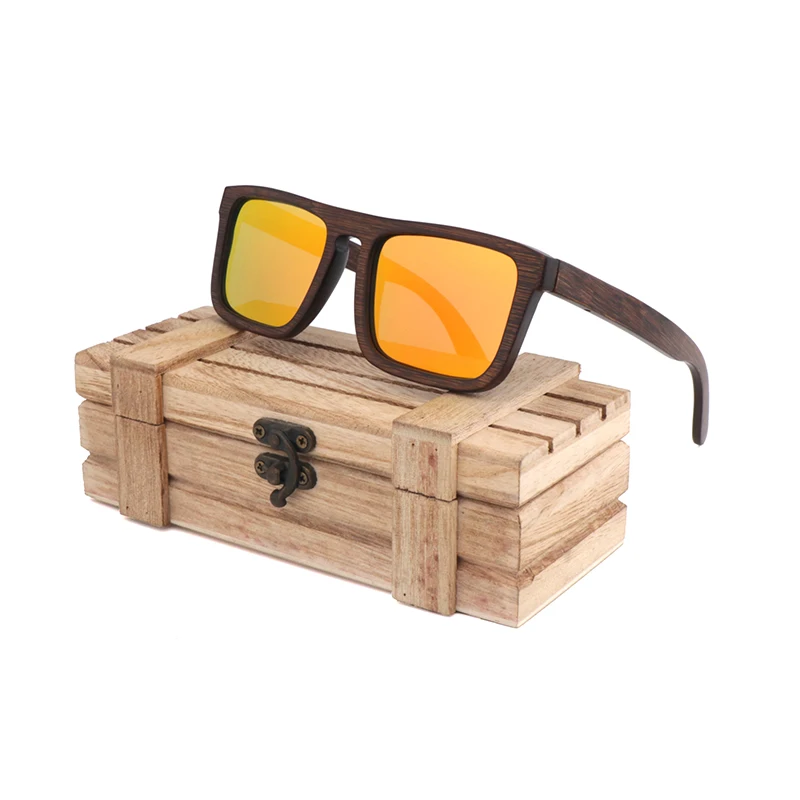 Orange Wood case A Натуральные Бамбуковые коричневые ретро поляризованные uv400 солнцезащитные очки высокого качества женские мужские солнцезащитные очки Брендовые дизайнерские очки для вождения glasse - Цвет линз: Orange Wood case A