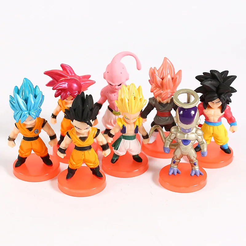 Dragon Ball Z Super Saiyan God Blue Rose Son Goku Black Gohan Gogeta Majin Buu Freeza ПВХ Фигурки игрушки 8 шт./компл