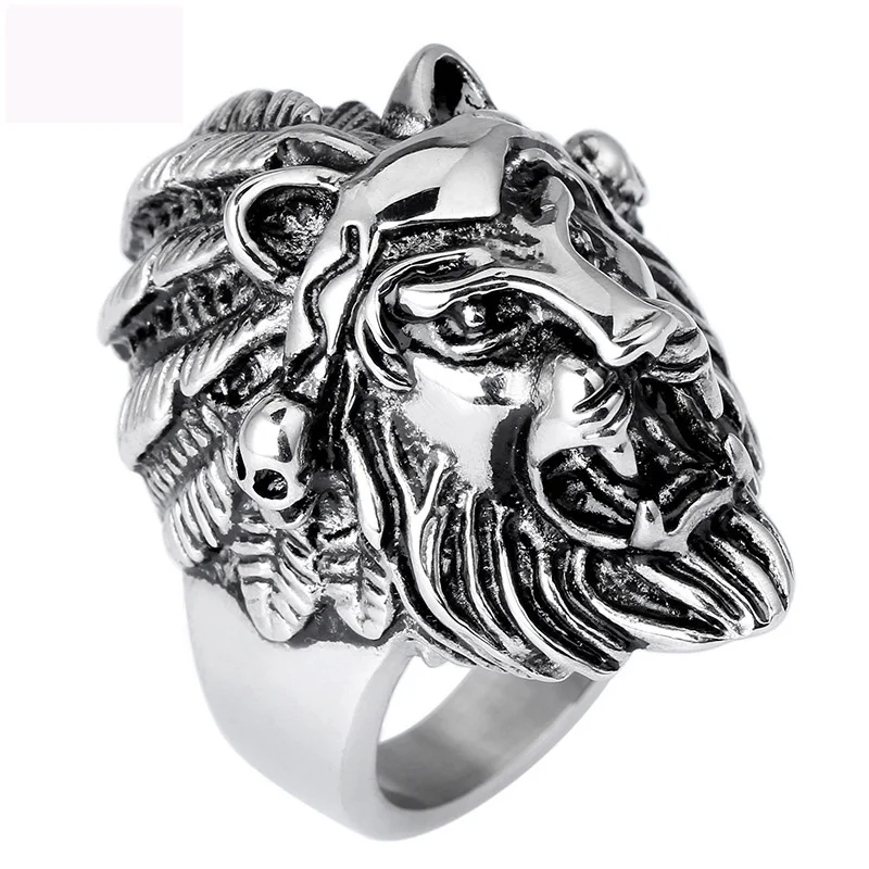 

Luxury new lion design ring jewelry titanium steel finger rings casting ring for man free shipping