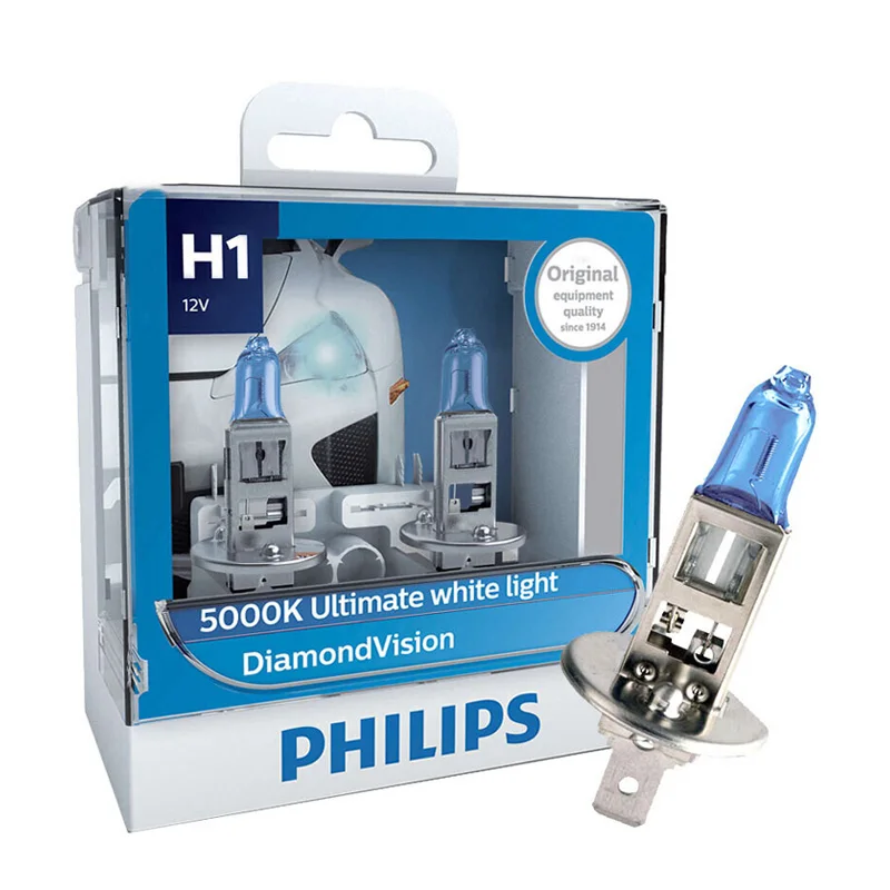 Philips Diamond Vision H1 H4 H7 H8 H11 9005 9006 HB3 HB4 12V DV 5000K холодный белый светодиодный светильник автомобильные галогенные лампы головного светильник противотуманная фара, X2