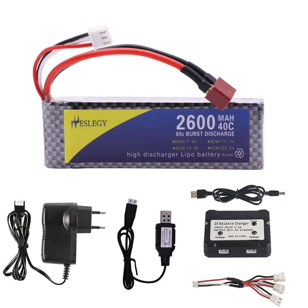Аккумулятор 7 4 В 2600 мАч с зарядным устройством для Wltoys 144001 дистанционным