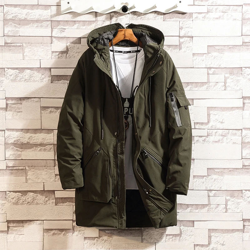 Army Green Зимние мужские Длинные парки, куртка, пальто с капюшоном, толстые теплые военные куртки, армейский веер, тактические ветрозащитные уличные тренчи, пальто 5XL - Цвет: Army Green