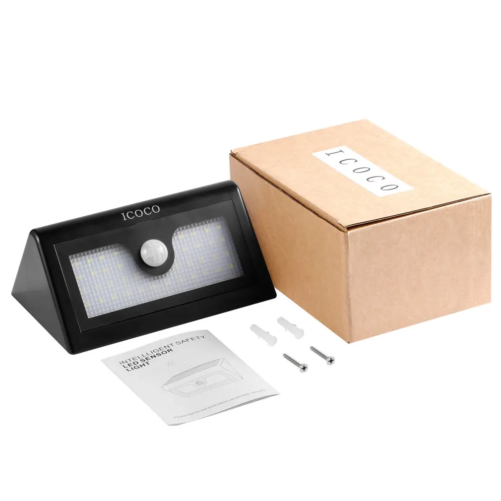 

ICOCO Intelligent Safety LED Light Control Solar PIR Motion Sensor Light Waterproof Solar Wall Lamp Heat Proof Energy-saving