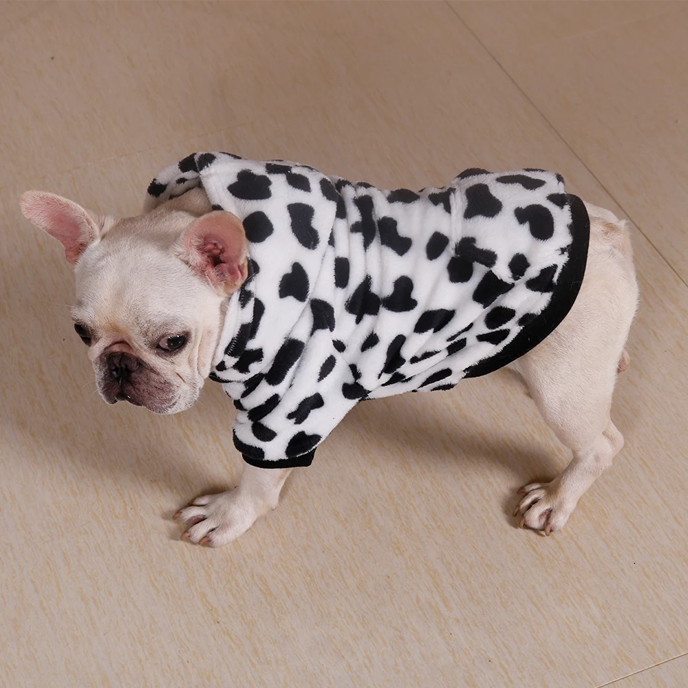 Мягкая леопардовая Одежда для собак, осенне-зимнее пальто для собак, кошек, куртка с капюшоном для маленьких и средних собак, чихуахуа, французская одежда для бульдога