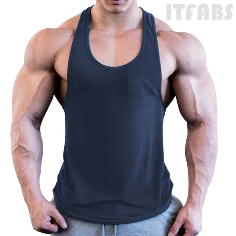 

Summer Muscle Mens Bodybuilding Stringer Tank Top Y-Back Gym Workout Sports Vest Men Clothes White Red Yellow Blue 2019 Men Tops