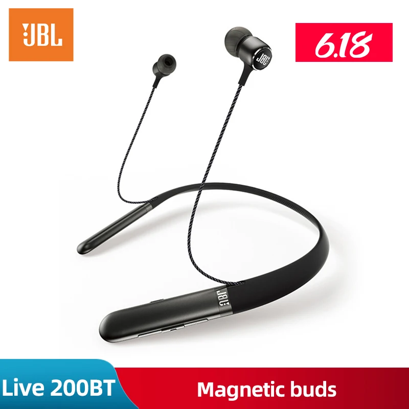 JBL Live 200 BT Беспроводные Bluetooth спортивные HiFi наушники в ухо с шейным ремешком тремя