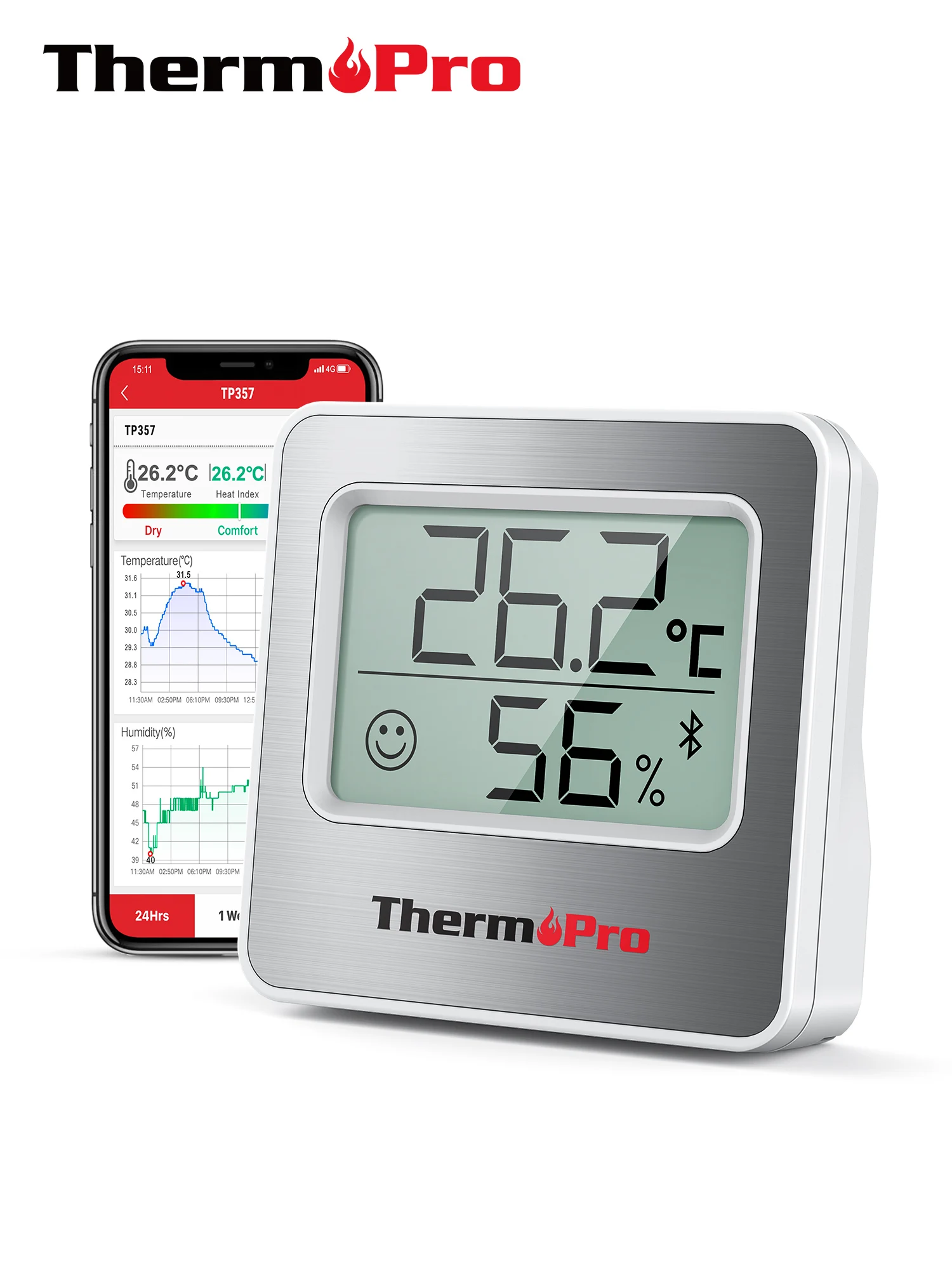 Беспроводная Bluetooth-Метеостанция ThermoPro TP357 домашний термометр гигрометр