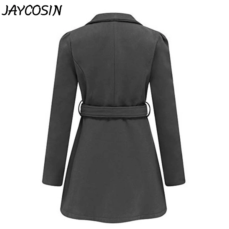 JAYCOSIN Женское шерстяное пальто с лацканами шерстяное пальто куртка пальто с длинными рукавами пуговицы пояса однотонная Верхняя одежда casaco feminino a7
