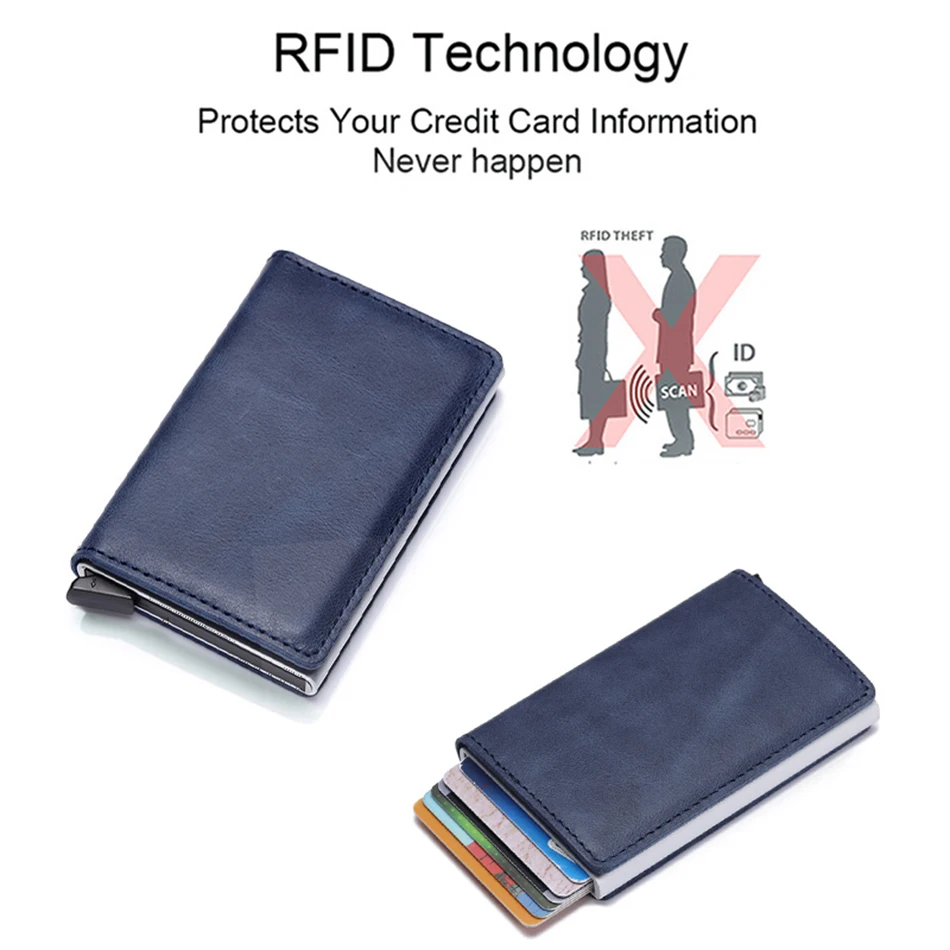 DIENQI Анти Rfid натуральная кожа мужские кошельки Смарт Тонкий мужской кошелек для денег Кошельки Trifold маленький тонкий почти синий кошелек