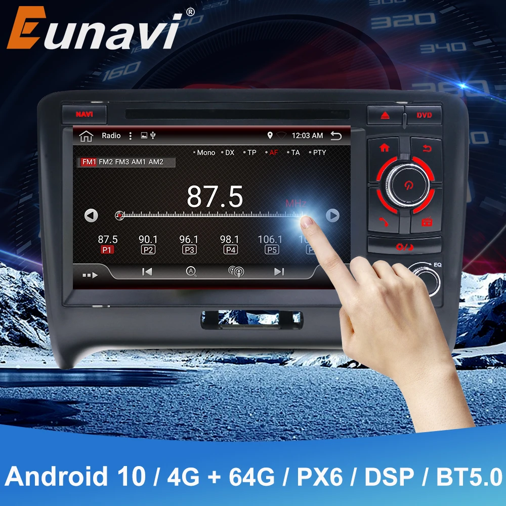 Eunavi 2 din Android 9.0 Car radio dvd stereo multimedia player For Audi/TT 2006-2012 Canbus DDR3 TDA7851 Headunit IPS RDS WIFI