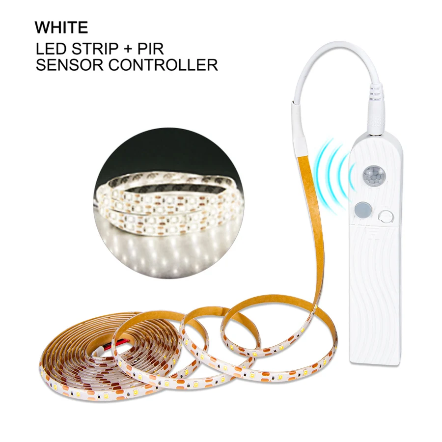 PIR sensor white 5 в беспроводной PIR датчик движения огни для кухни Гибкие водонепроницаемые светодиодные полосы DIY ЛЕСТНИЦЫ шкаф для спальни шкаф свет - Цвет: PIR sensor white