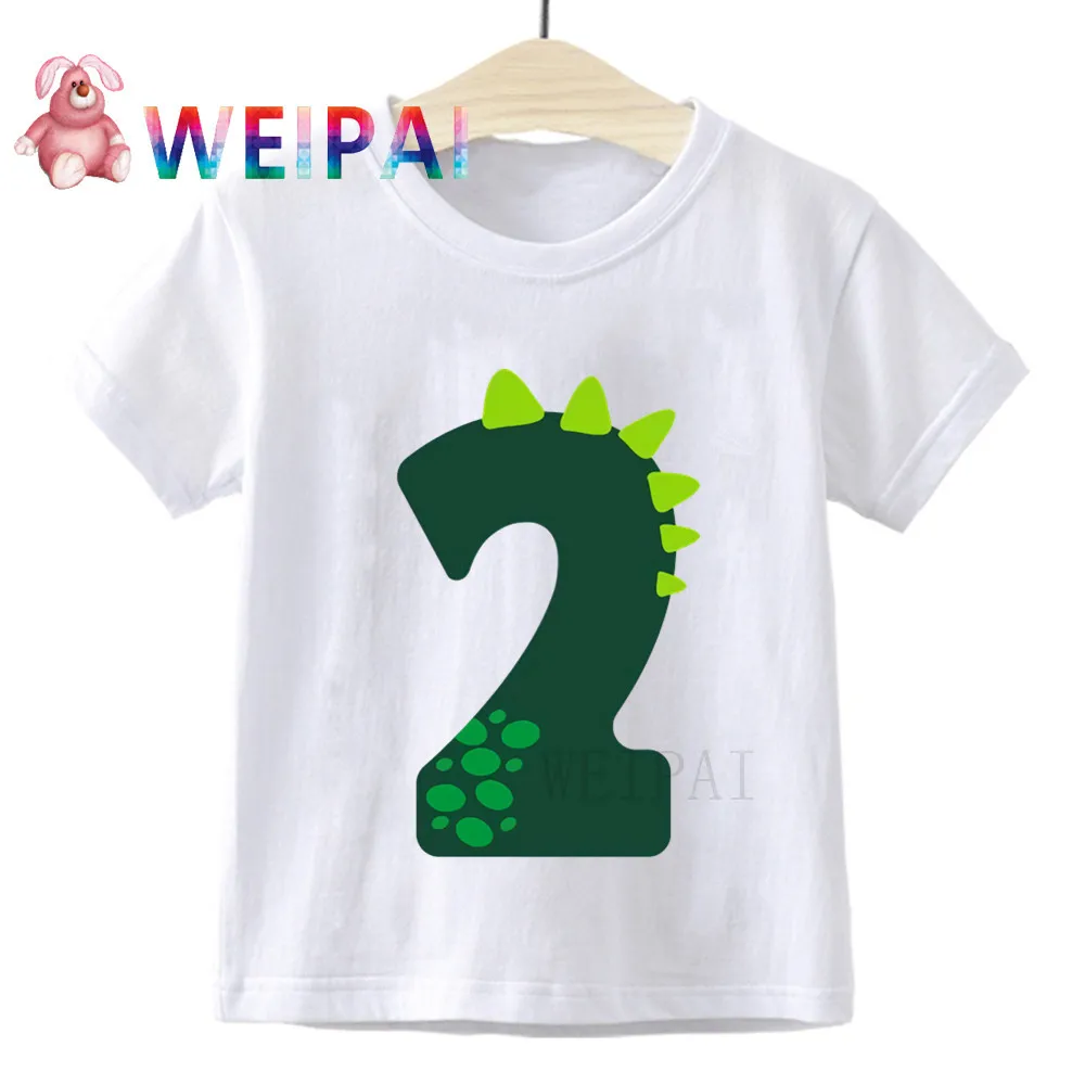Милая футболка с рисунком динозавра для мальчиков на день рождения Детская