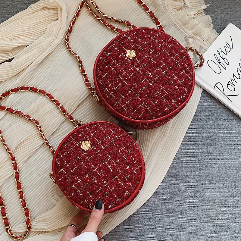 

Women's Small Delicacy GIRL'S 2019 New Style Autumn And Winter Weaving (Large Small) Shoulder Bag Fashion Shoulder Small round B