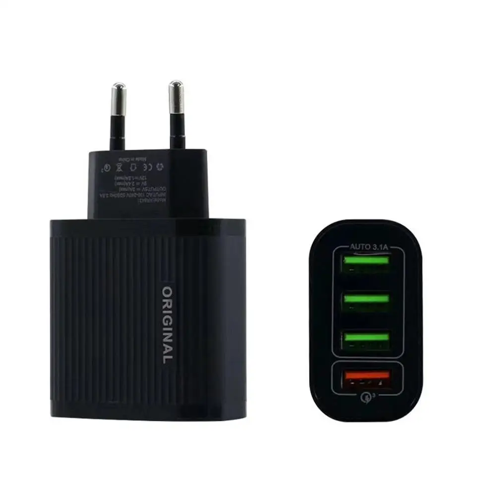 US EU Plug 4 Port Fast Quick Charging QC 3.0 USB Hub Wall Charger 6.1A Power Adapter Battery male electrical plugs charger#921