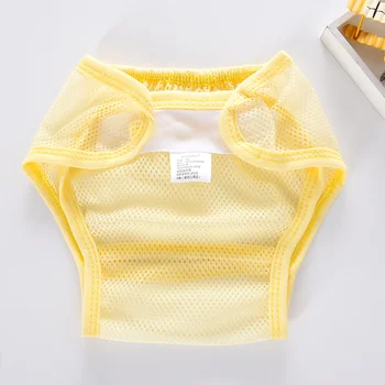 

3Pcs Mesh Cloth Diaper Cover Washable Diaper Holder Breathable Nappy Pee Practice Pants Training Panties Pink Yellow Blue (Size