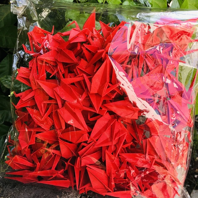 150Pcs Premade Red Origami Paper Cranes Folded Origami Birds DIY
