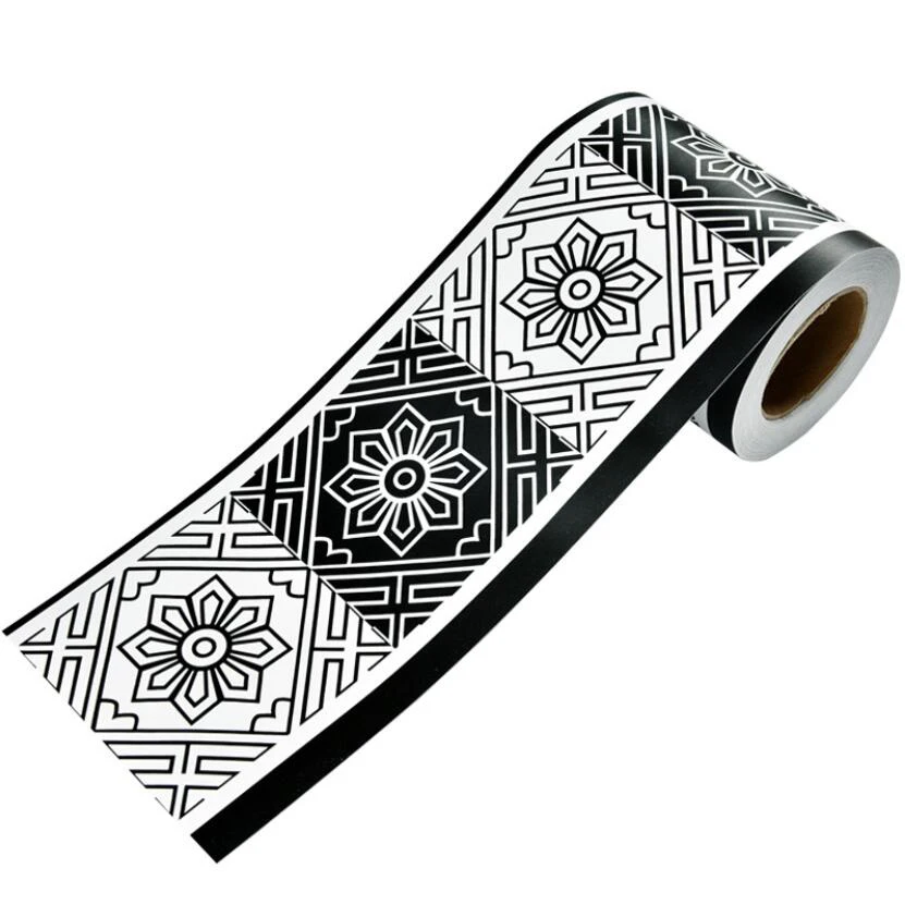 Chinese Style Flower Grid Wallpaper Borders Waterproof Bathroom Tile Waist Line Stickers diy Adhesive Kitchen Wall Sticker J201 afbeelding
