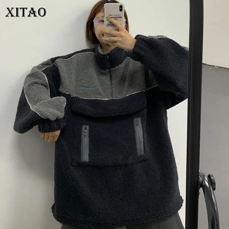 XITAO, модная женская толстовка, элегантная, новинка, зимняя, длинный рукав, водолазка, карман размера плюс, миноритарная Толстовка DMY1880