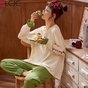 

Autumn Winter Nightwear Cartoon Women's Pajamas Female Pyjamas Soft Sweet Pijamas Simple Sleepwear Casual Plus Size Homewear XXL