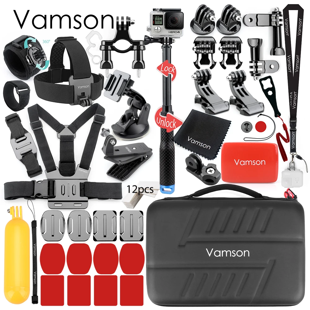 VS27C Vamson для Go Pro комплект аксессуаров для Gopro Hero 8 Black 7 6 5 для Xiaomi Yi 4K Спортивная камера для DJI OSMO Экшн-камера VS27 - Цвет: VS27C