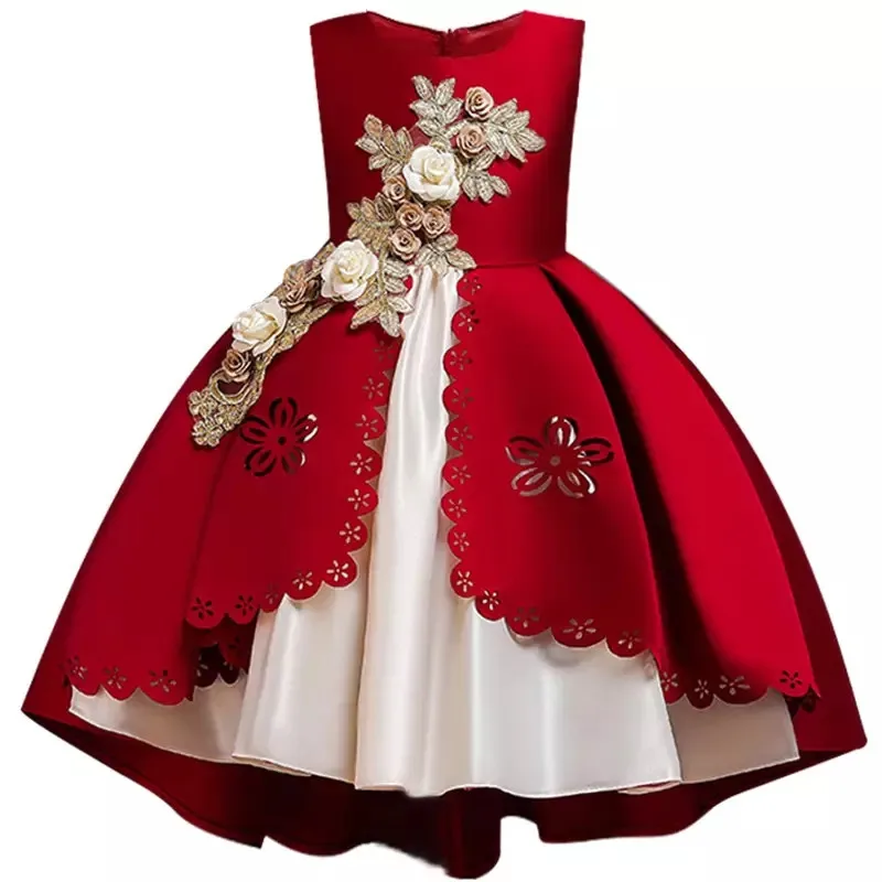 Dei-bambini-Del-Vestito-Elegent-In-Rilievo-Ragazze-di-Fiore-Della-Principessa-Vestito-Dal-Tutu-Del (1)