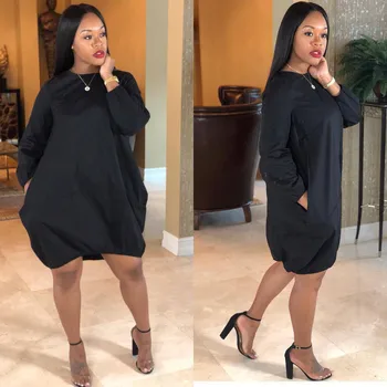 

party dress Fashion Womens Casual Long Sleeve Solid Loose Dress Simple Style Dress Oversize платье женское robe femme vestidos