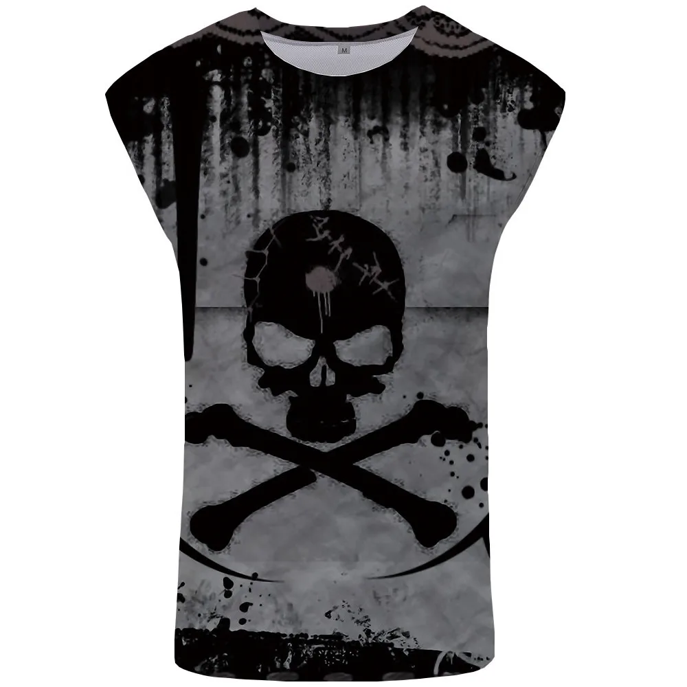 Kyku скелет, смерть жилет Для Мужчин's 3D цифровая печать круглый вырез горловины с Повседневное без рукавов в европейском и американском стиле топы больших размеров от производителя