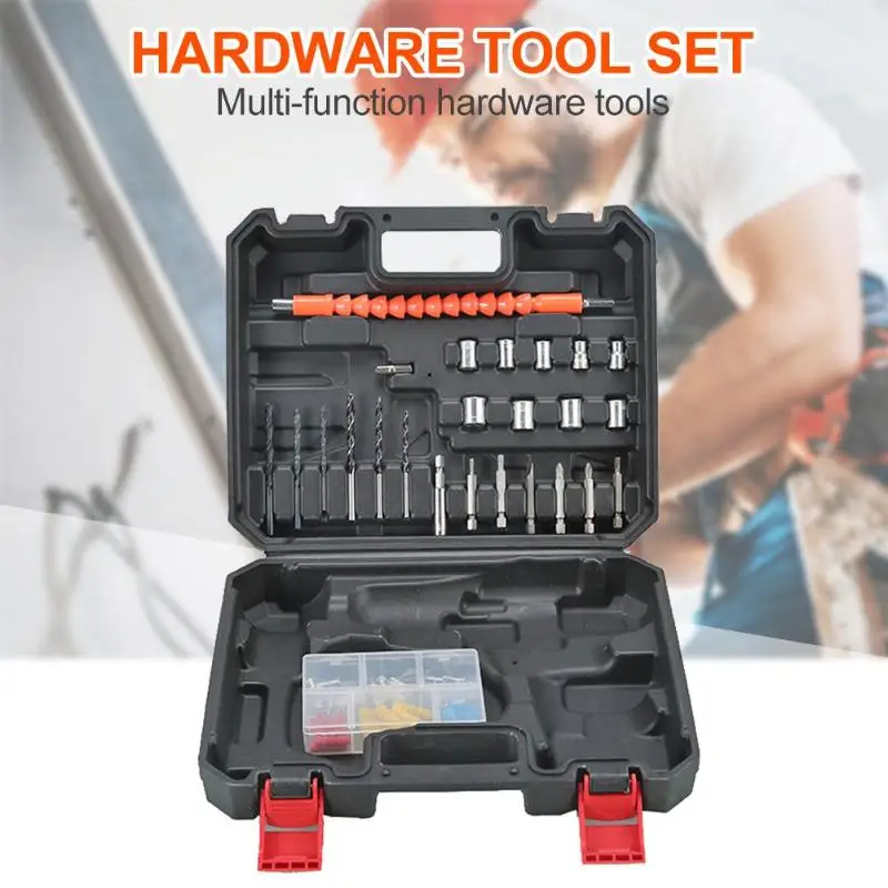 

25pcs Toolbox Set Electric Drill Bit Sleeve Multi-function ABS Case Durable Practical Connecting Rod Hardware Tool Set