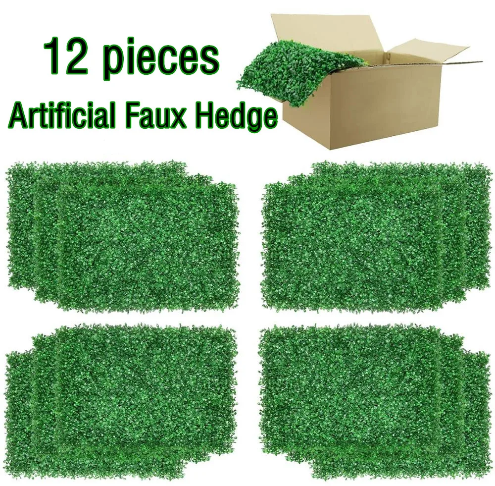 Details about   New 6pcs/12pcs Artificial Boxwood Mat Wall Hedge Decor Garden Fence Panel Grass 