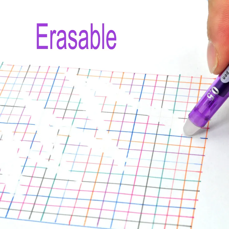 8Pcs/Set Erasable Gel Pen 0.7mm 0.5mm Bullet Tip Blue Black Red Ink Refill Rods 8 Color Writing Drawing Painting Washable Handle
