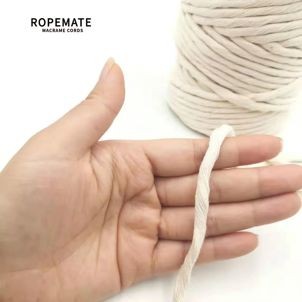 Базовый хлопковый шнур ROPEMATE 5 мм 100 м 1 нить натуральный цвет для рукоделия